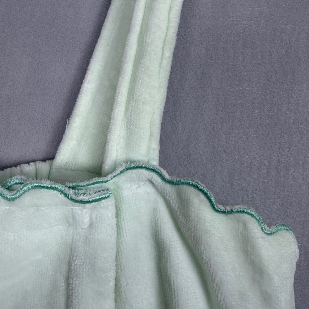 Y2K Vanity Fair Spa Wrap Women L/XL Mint Green Duck Embroidered Scallop - Picture 3 of 11